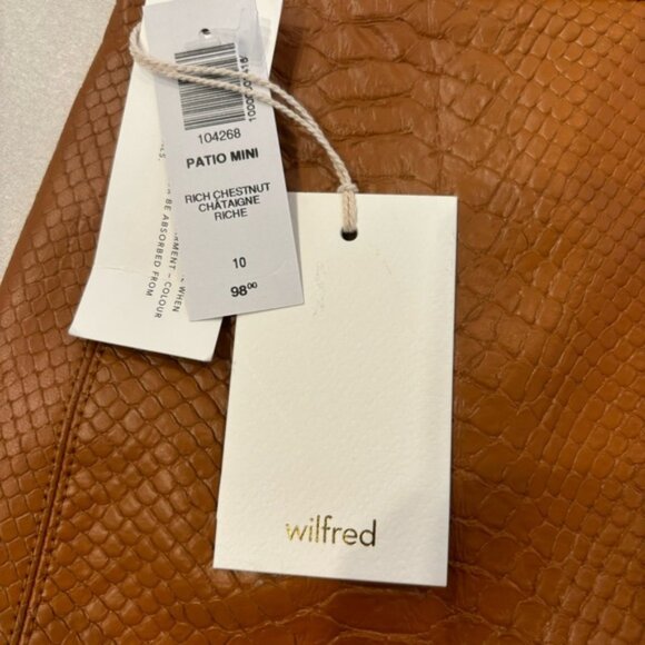 NWT ARITZIA Wilfred Patio Mini Skirt Vegan Python Leather Rich Chestnut Brown 10 - Picture 5 of 9